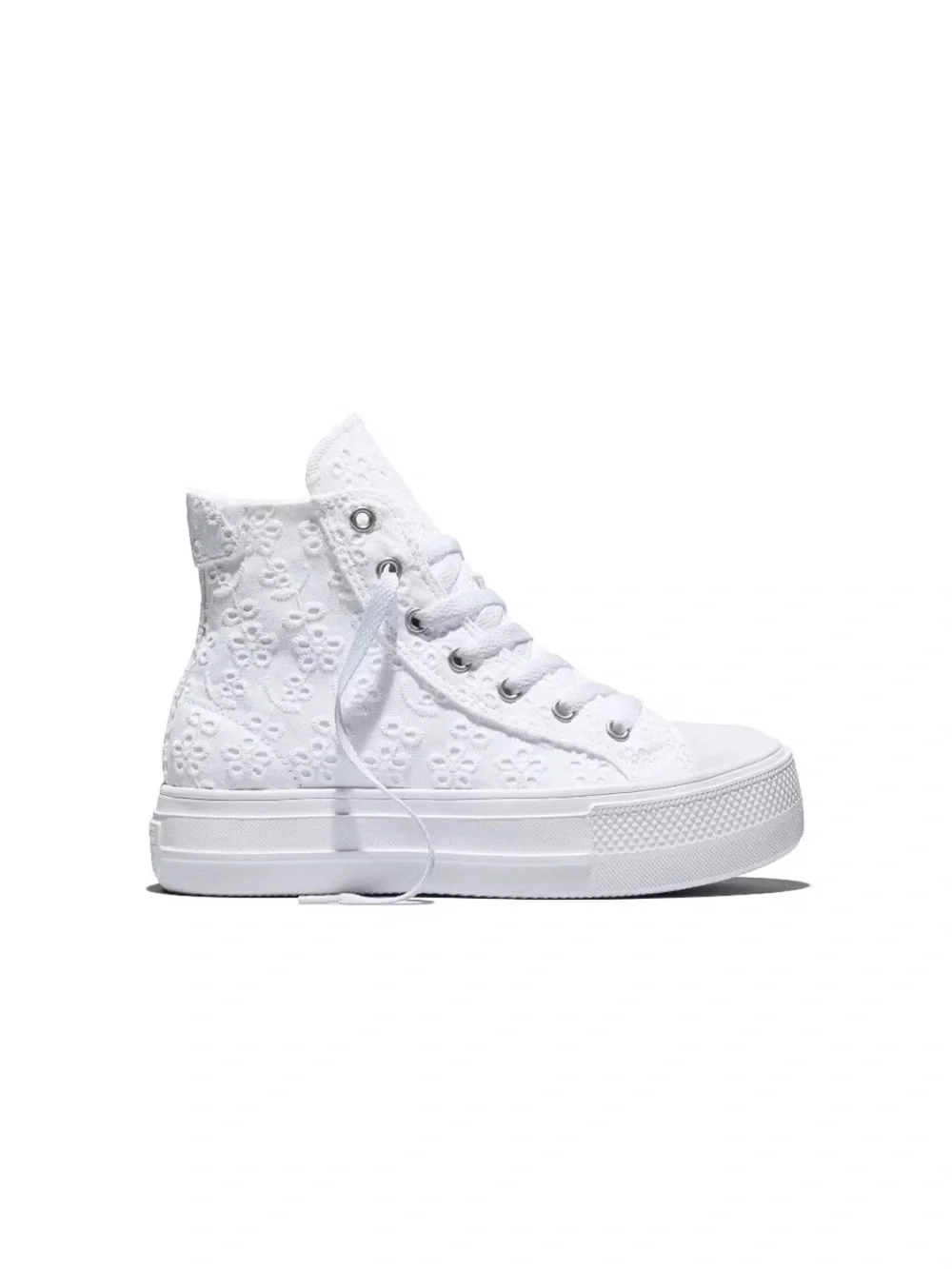 Kids White High-Top Lace Sneakers- Converse